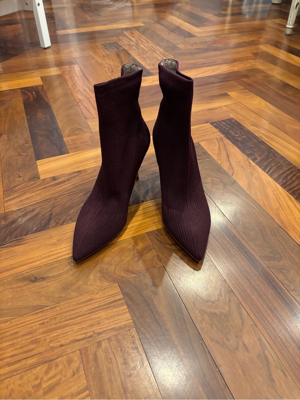 Kurt Geiger Pointed Sock Booties in Plum
